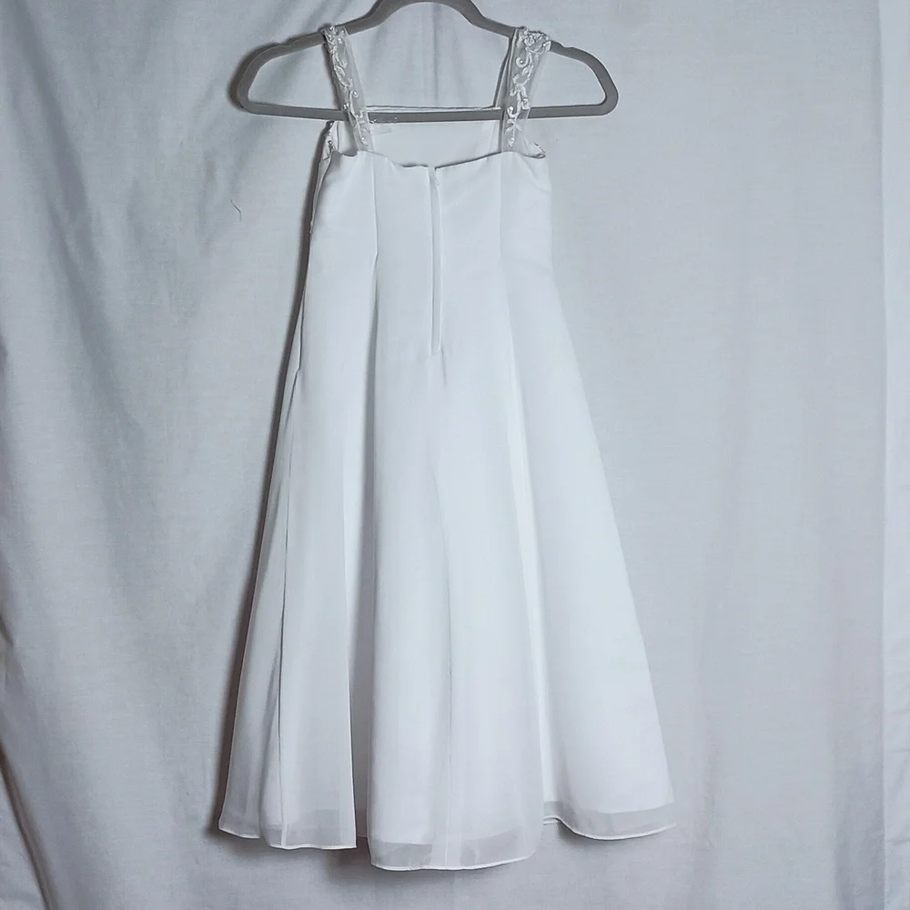 David Bridals White Beaded Embroidered Flower Girl Communion Dress Sz 5 - Picture 7 of 13